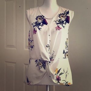 Thalia sleeveless floral print blouse